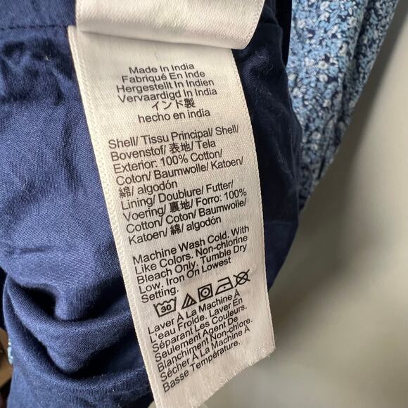 J. Crew Blue Floral Cotton Long Sleeve Mini Dress Size XL - Picture 6 of 10